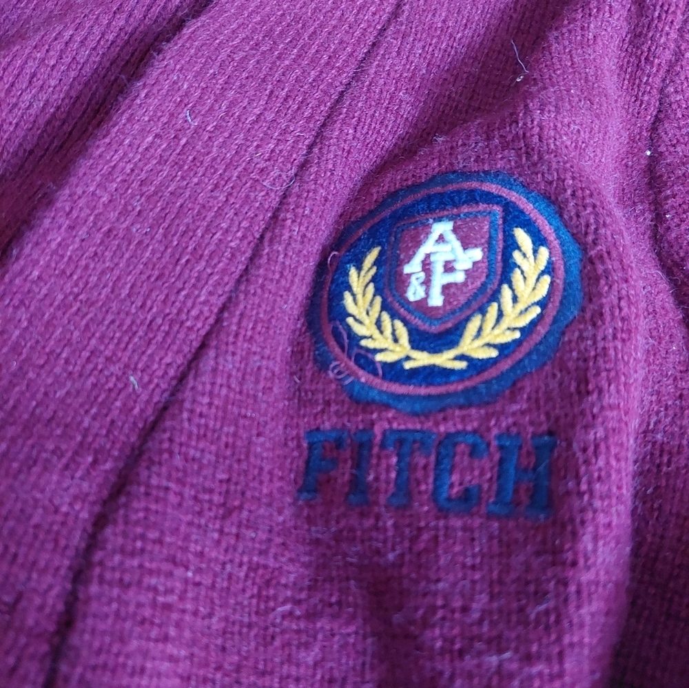 Abercrombie And FITCH Sweater Button Down Burgundy Knit Top Sz L ( F) - Picture 2 of 5